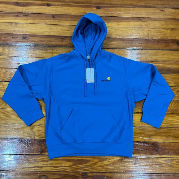 Carhartt WIP American Script Hooded Sweatshirt Amalifi Blue Men's Size M NWT